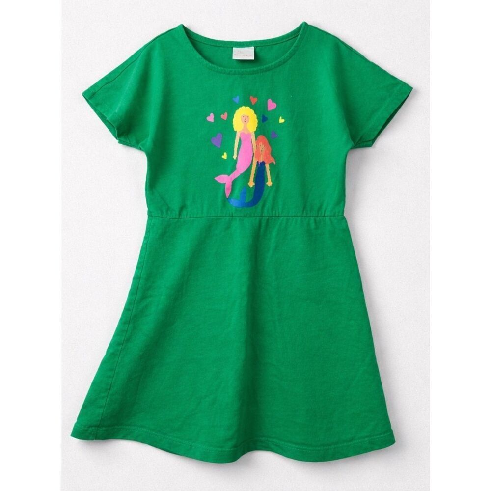 Hanna Andersson green short sleeve dress with mermaid print size 5
